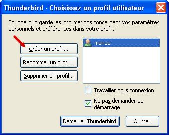 Gestionnaire de profils de Thunderbird